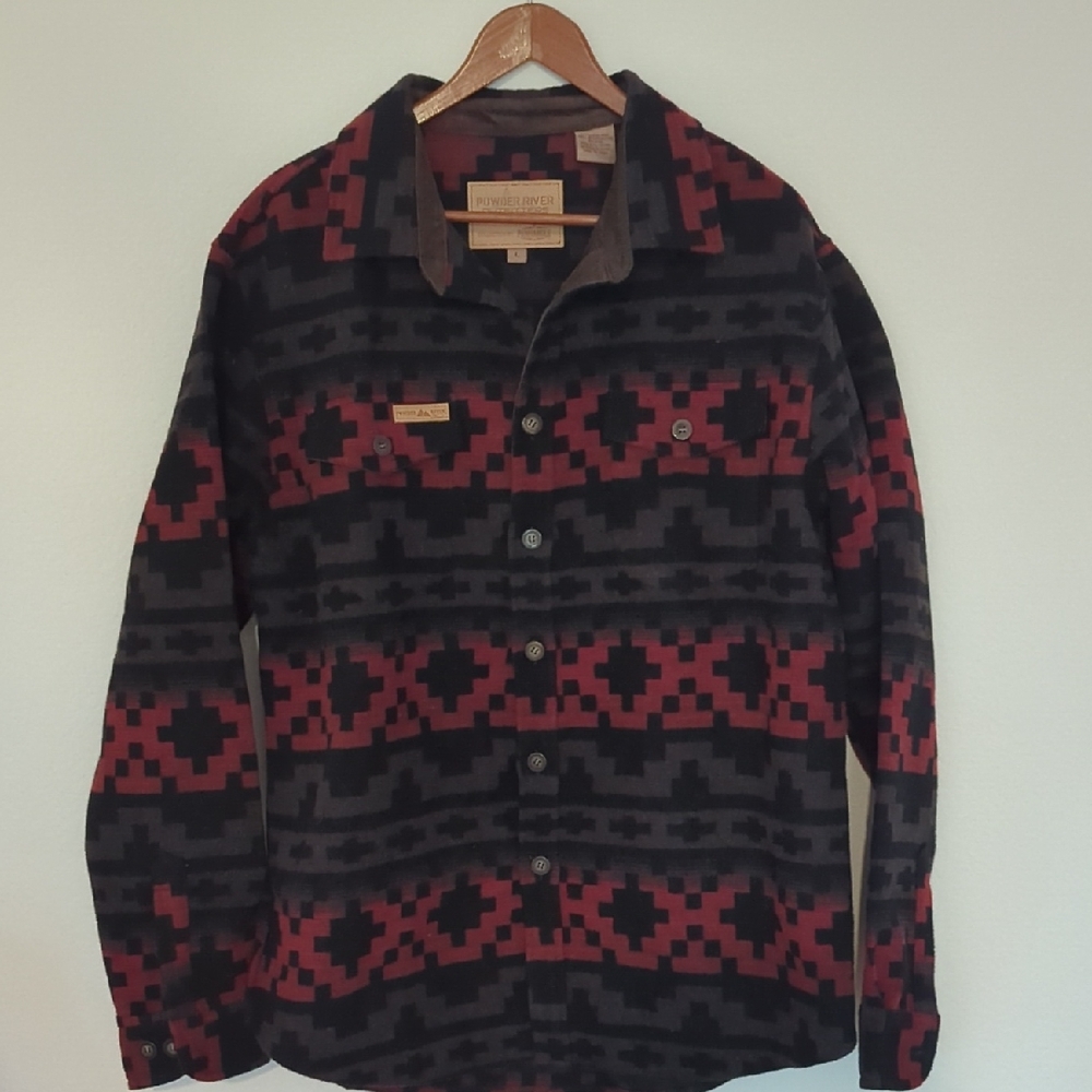 Powder River by Panhandle Black and Red Geometric Shirt Jacket